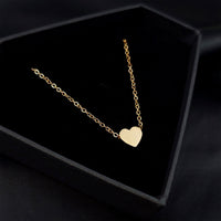 Stainless Steel Rose Gold Tone PVD Chain Dainty Heart Pendant Necklace