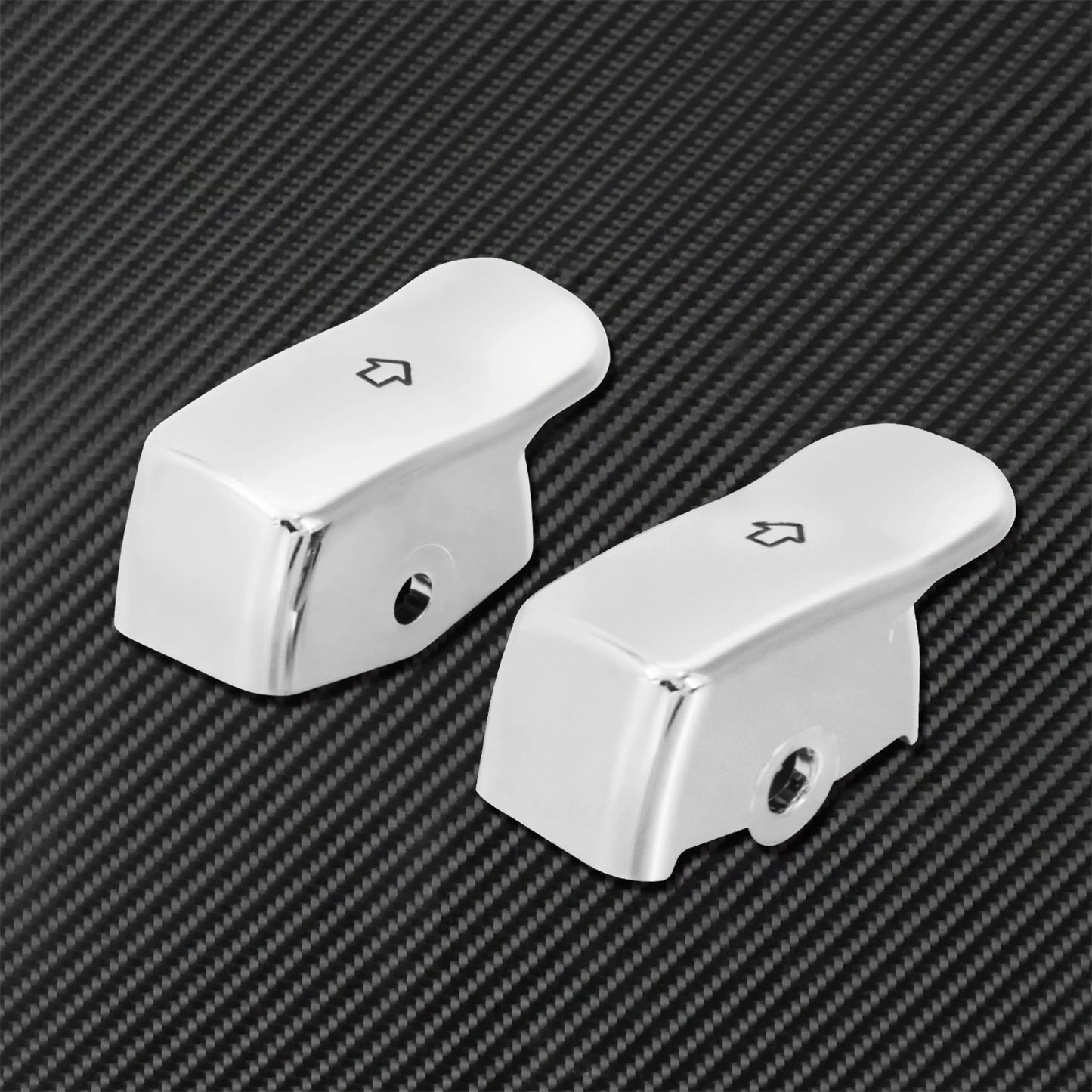 2xMotorcycle Black/Chrome Turn Signal Extension Caps Switch Button Extended Cover For Harley Sportster Dyna Fat Bob FXDF Softail