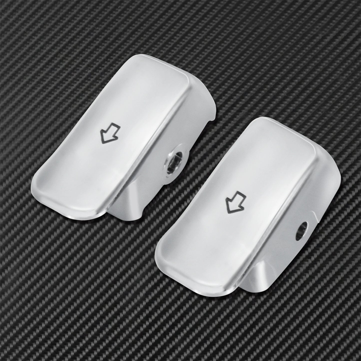 2xMotorcycle Black/Chrome Turn Signal Extension Caps Switch Button Extended Cover For Harley Sportster Dyna Fat Bob FXDF Softail