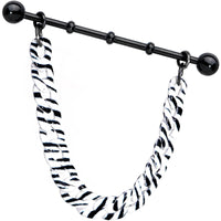 Handcrafted Anodized Titanium Zebra Stripe Industrial Barbell 38mm