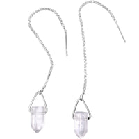 Handcrafted Clear Quartz  925 Sterling Silver Infinity Threader Earrings
