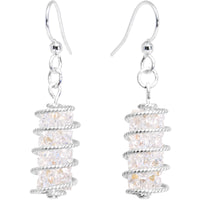Handmade White Wrap Fishhook Earrings Created with Crystals