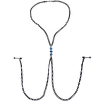 Gothic Black Necklace to Nipple Chain Created with Crystals