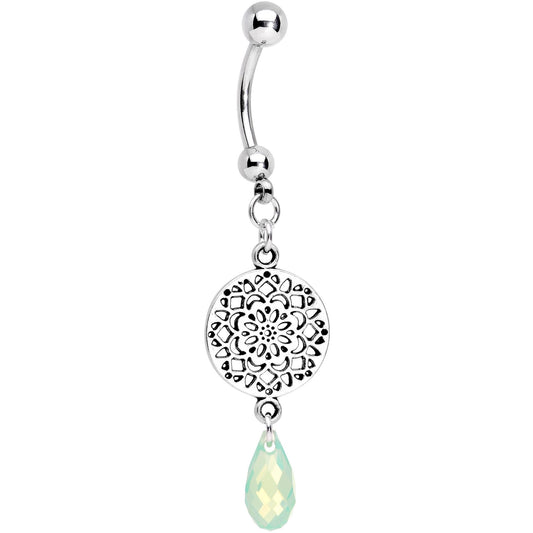 Handmade Mandala Dangle Belly Ring Created with Crystals