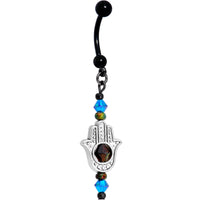 Handmade Hamsa Way Mood Belly Ring Created with Crystals