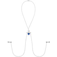 Blue Dangle Necklace Nipple Chain Created with Crystals
