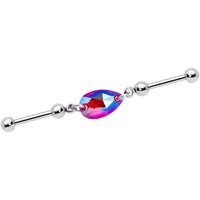 Pink Drop Double Industrial Barbell Created with Crystals