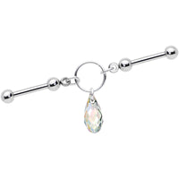 Drop Dangle Double Industrial Barbell Created with Crystals