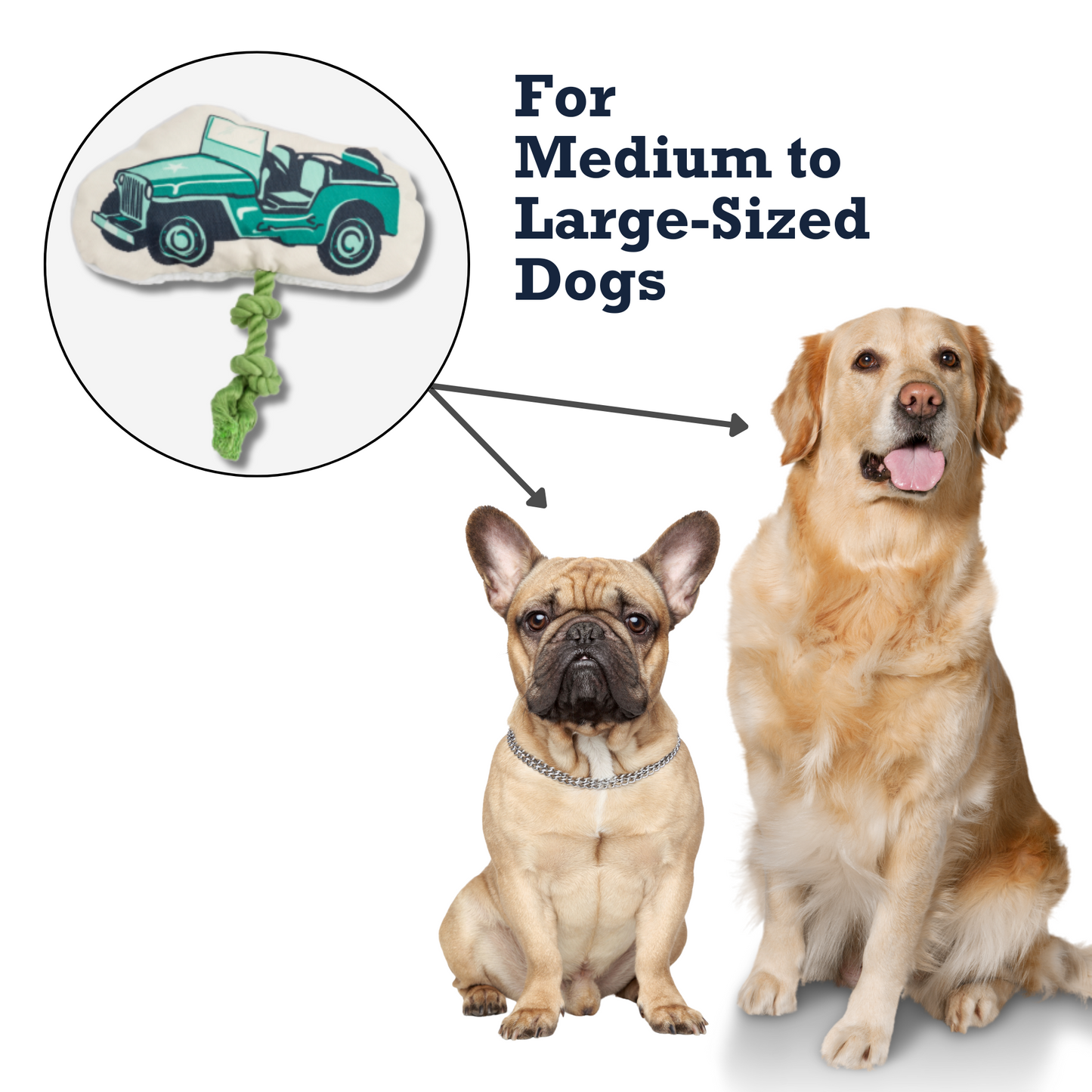 Country Living Retro Army Jeep with Squeaker & Crinkle Paper Plush Dog Toy