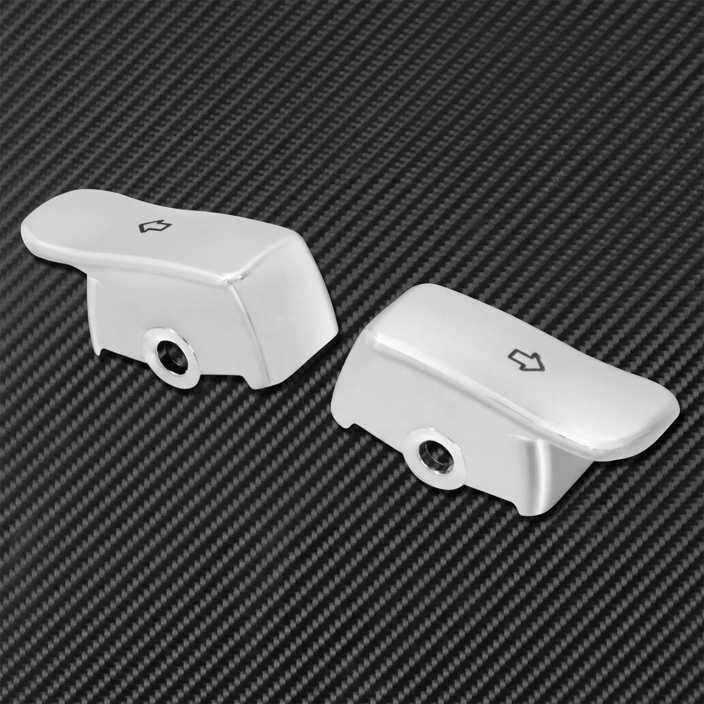2xMotorcycle Black/Chrome Turn Signal Extension Caps Switch Button Extended Cover For Harley Sportster Dyna Fat Bob FXDF Softail