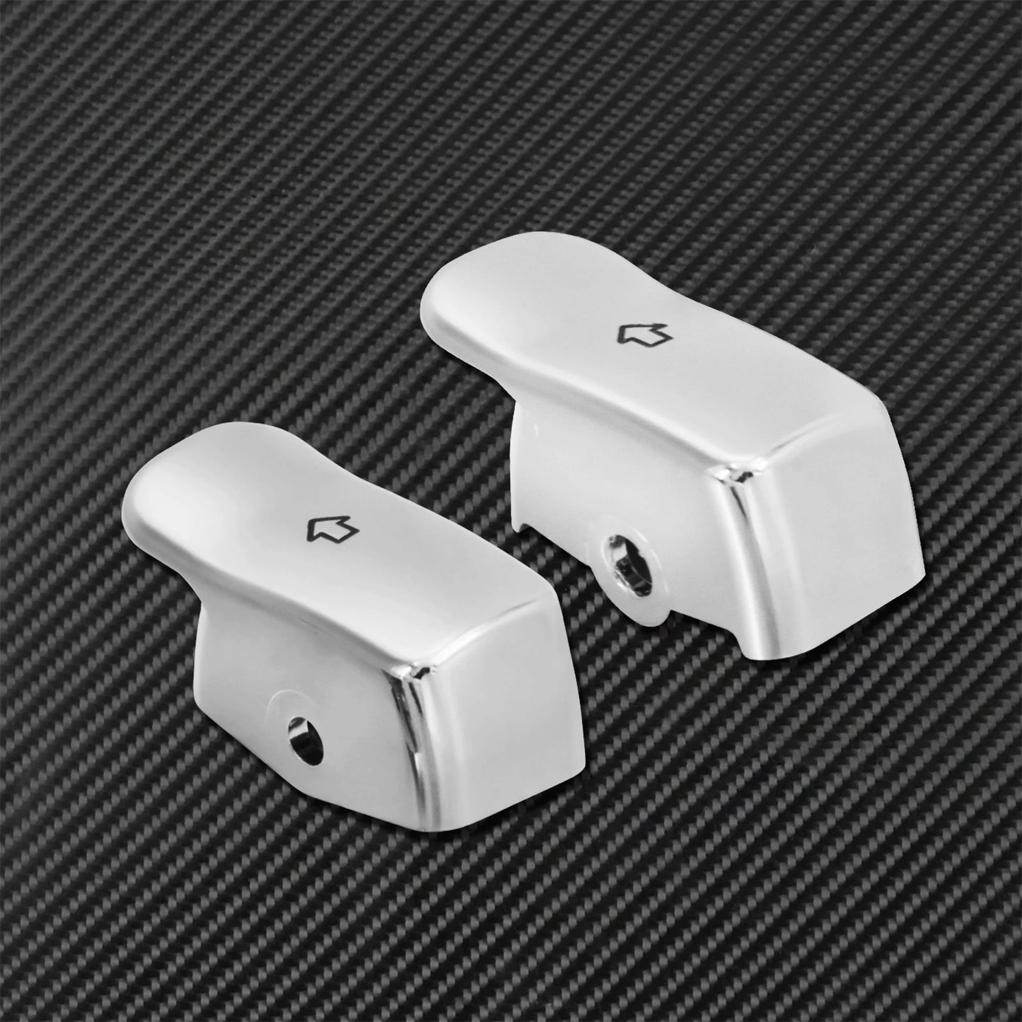 2xMotorcycle Black/Chrome Turn Signal Extension Caps Switch Button Extended Cover For Harley Sportster Dyna Fat Bob FXDF Softail