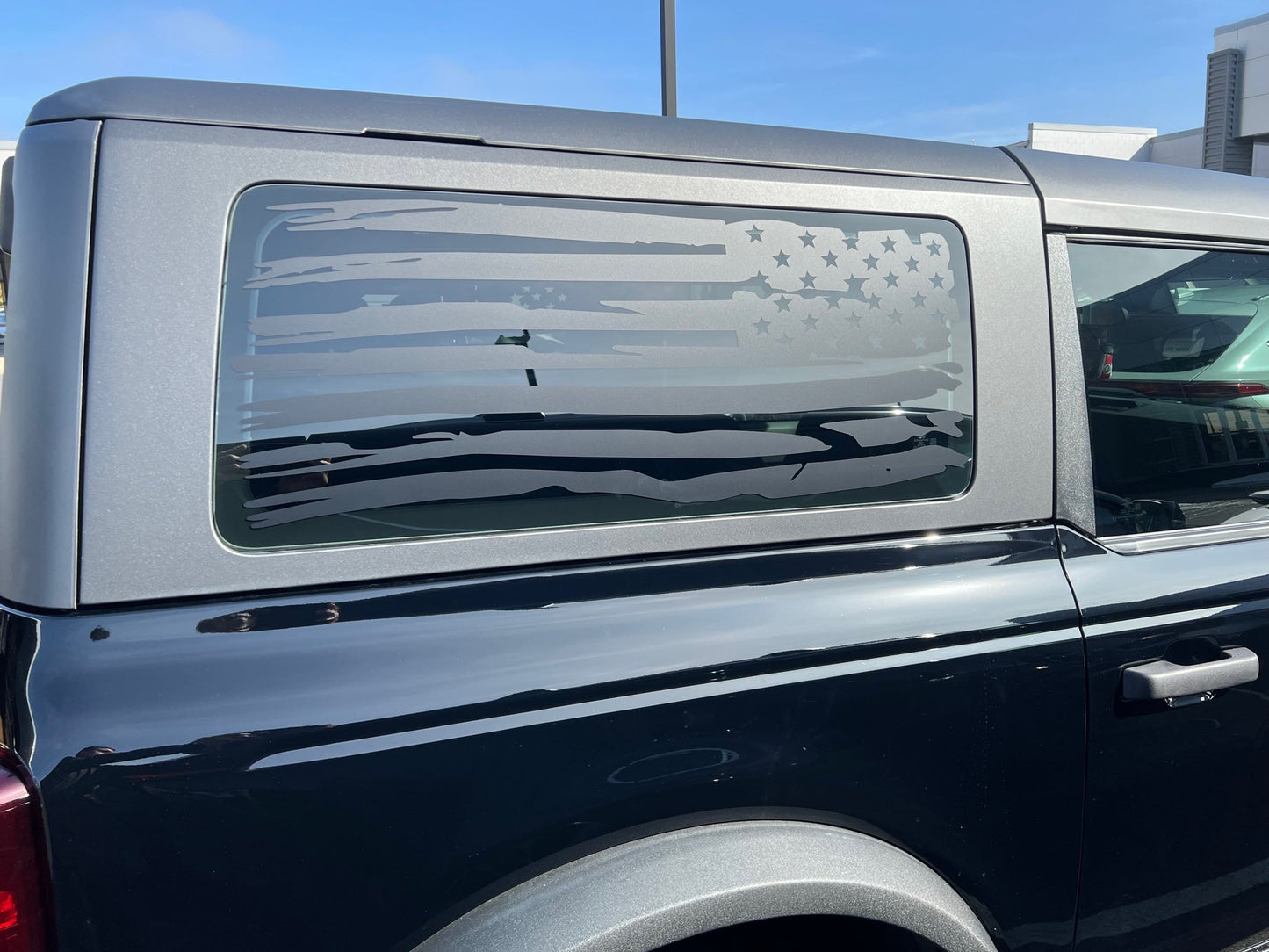 Distressed American Flag Window Decals for the 2021-2025 2 Door Ford Bronco (x2)