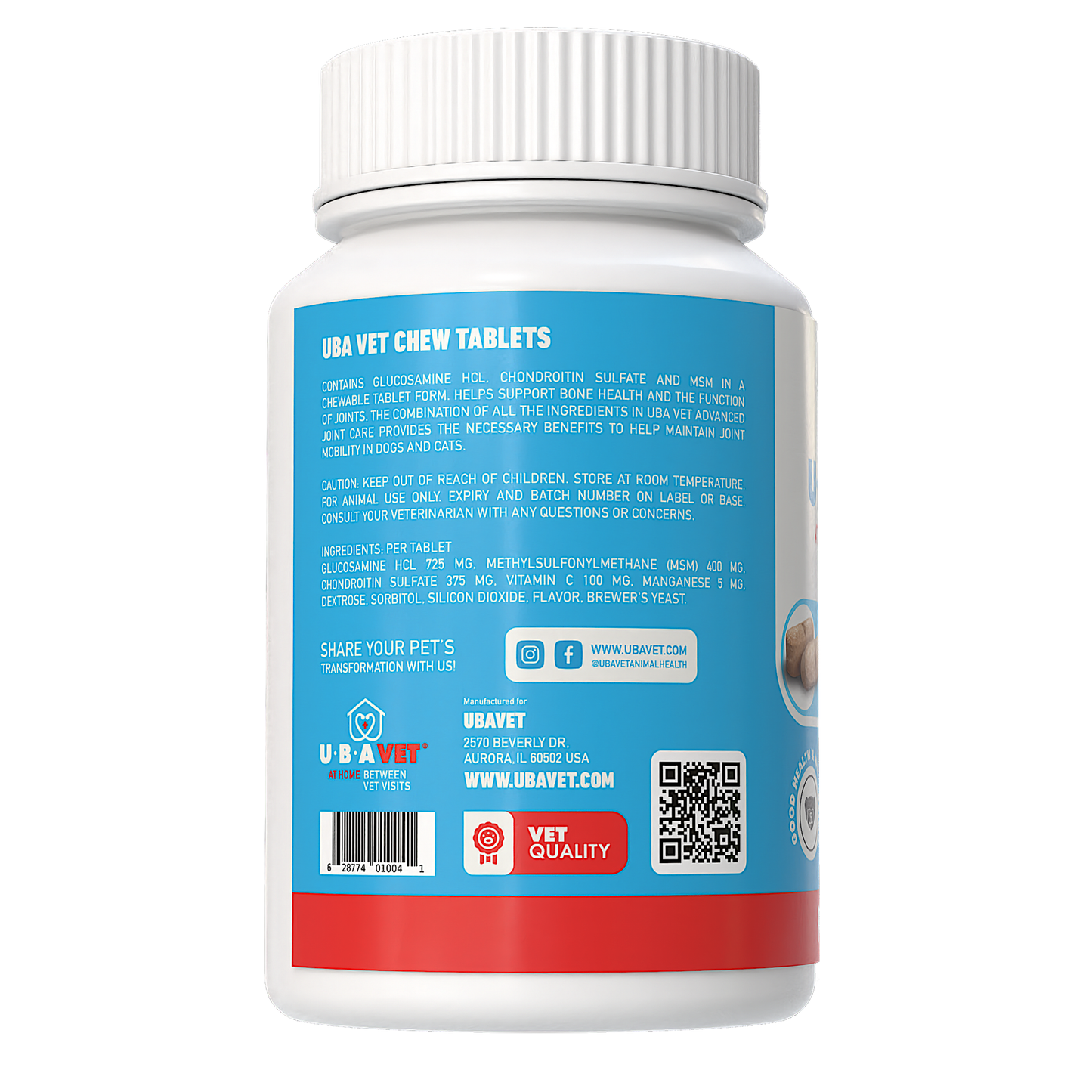 UBAVET Joint Support Advanced Joint Care Chew Tablets for Dogs & Cats