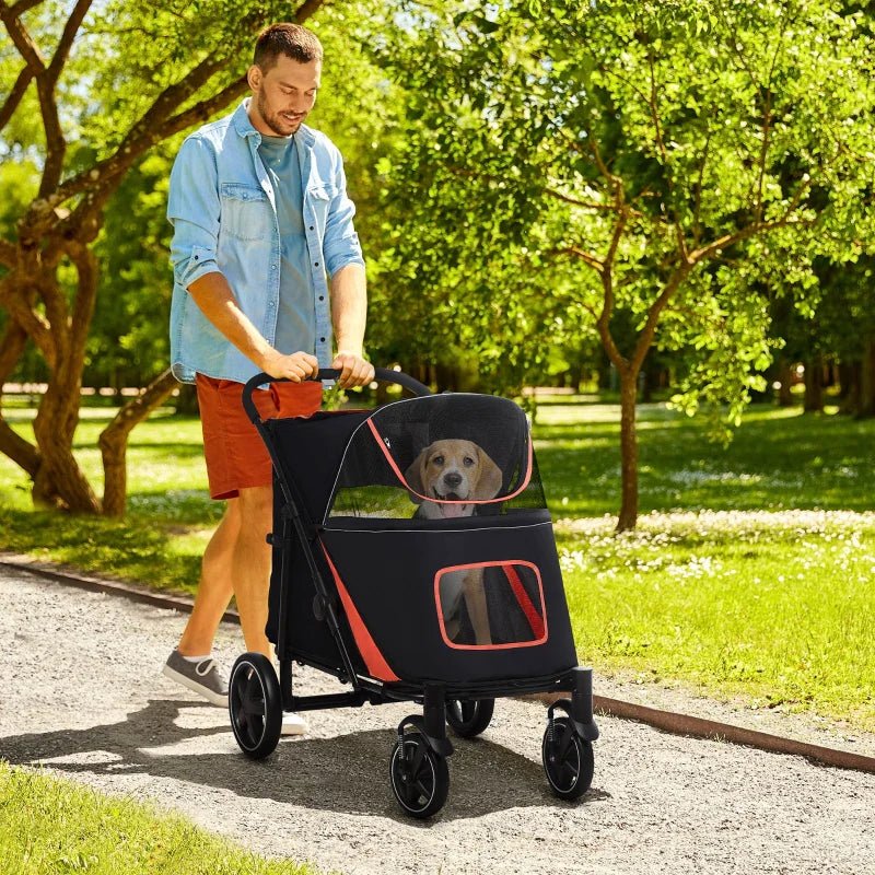 One - Click Foldable Stroller for Large Medium Small Dogs, Pet, Cats with Storage - Jaico Online Shop