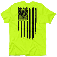 Molon Labe Ghost Flag - Safety Yellow Pocket T-Shirt