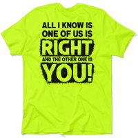 One Of Us Is Right  - Safety Yellow T-Shirt