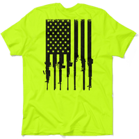 Rifle Flag - Safety Yellow Pocket T-Shirt