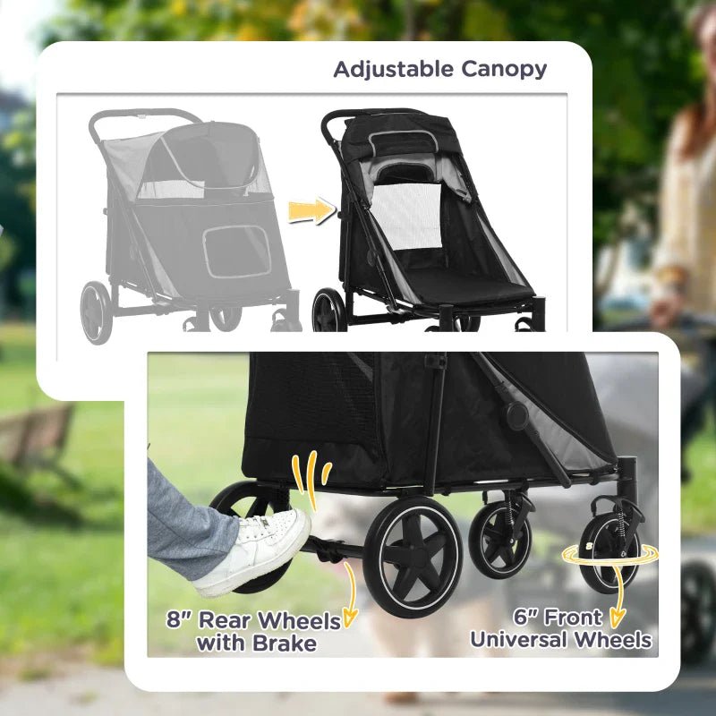 One - Click Foldable Stroller for Large Medium Small Dogs, Pet, Cats with Storage - Jaico Online Shop