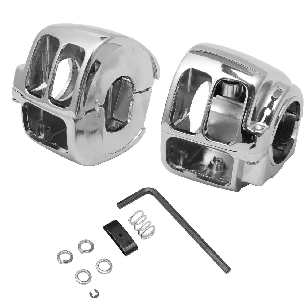 Motorcycle Chrome Aluminum Handlebar Switch Housing Cover For Harley Sportster Dyna Softail V-Rod 2002-2010