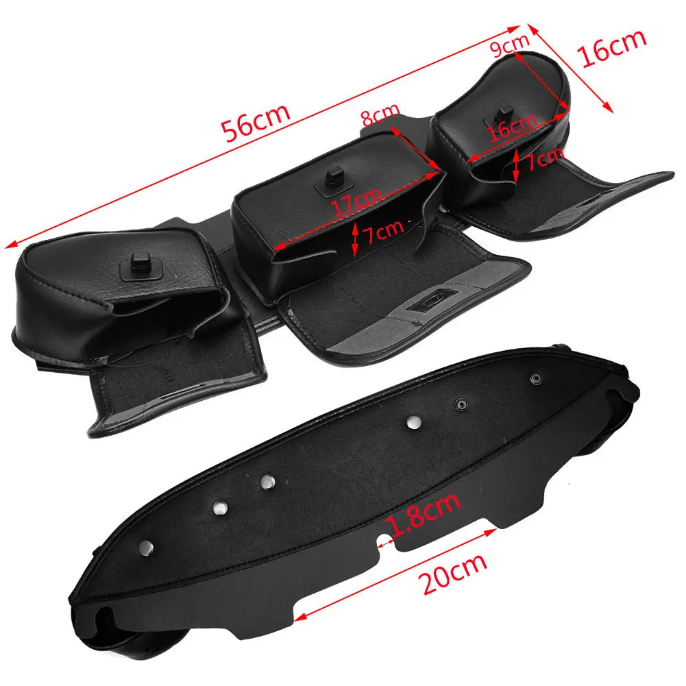 Motorcycle 3-Pocket Windshield Batwing Fairing Pouch Bag For Harley Touring Electra Glide Touring FLHX FLHT FLHXS 1996-2013