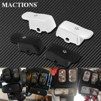 2xMotorcycle Black/Chrome Turn Signal Extension Caps Switch Button Extended Cover For Harley Sportster Dyna Fat Bob FXDF Softail