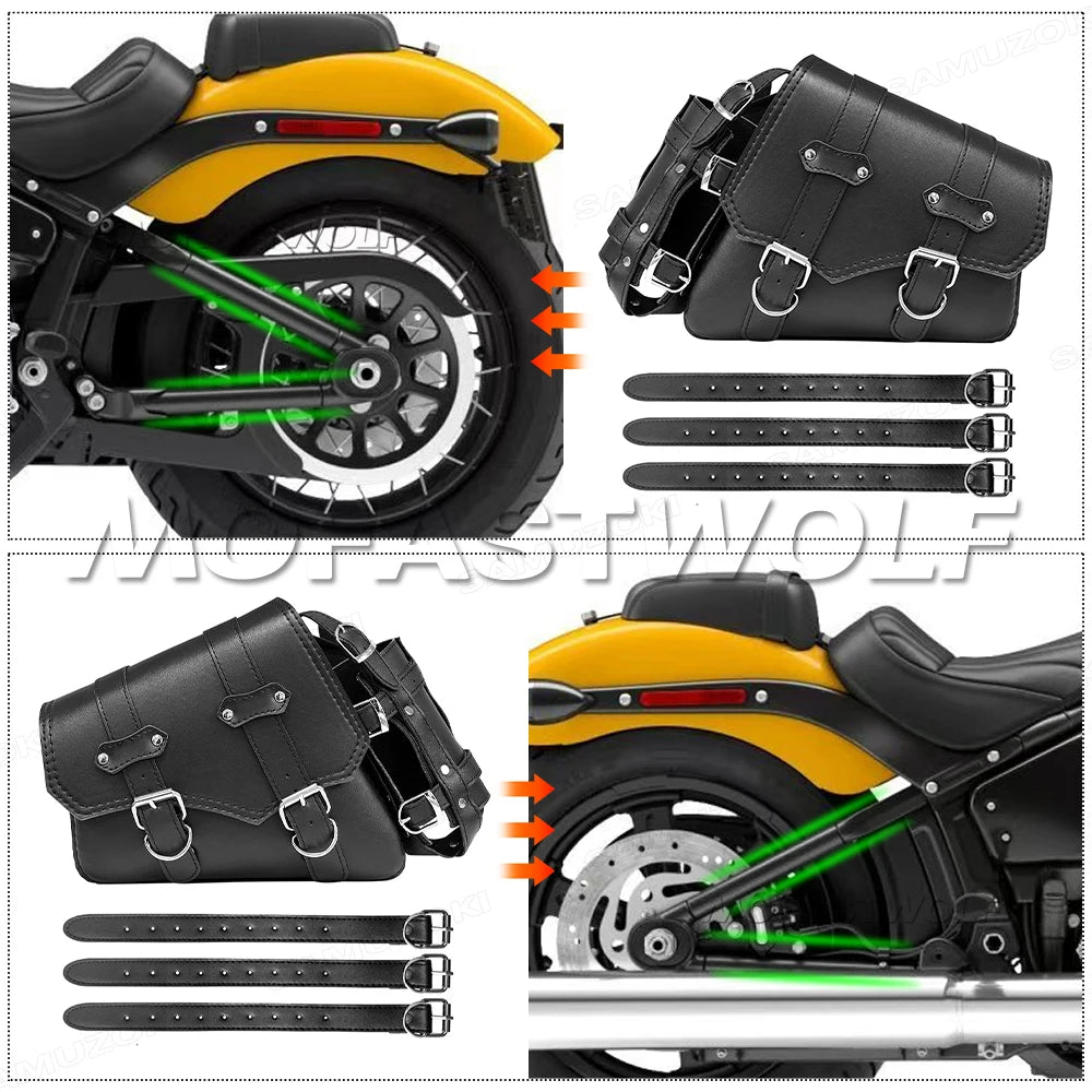 Motorcycle Bag For Harley Sportster Honda Suzuki Yamaha Kawasaki Leather Motorcycle Saddle Bag Waterproof Side Bags Tool Pouch
