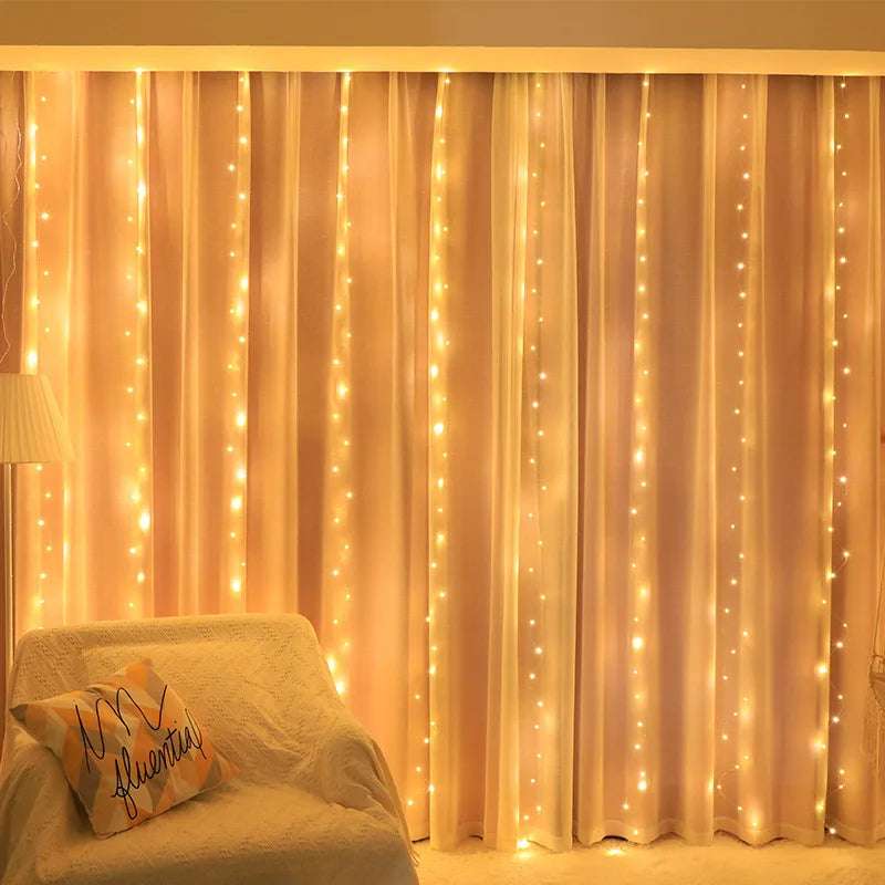 3/6M USB LED Curtain 8Modes Remote Control String Lights Holiday Wedding Fairy Garland Lights For Bedroom Living Room Decor