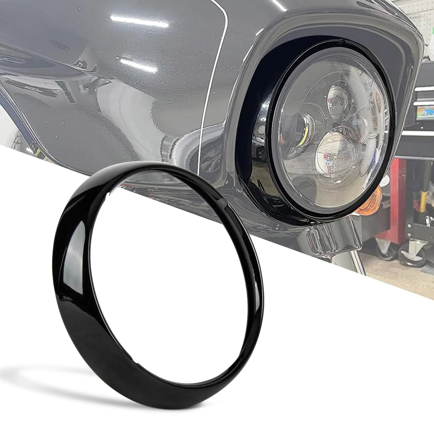 Motorcycle 7" Headlight Lamp Trim Ring Cover Headlight Assembly for harley Touring Road King Electra Glide Street FLHT FLHR