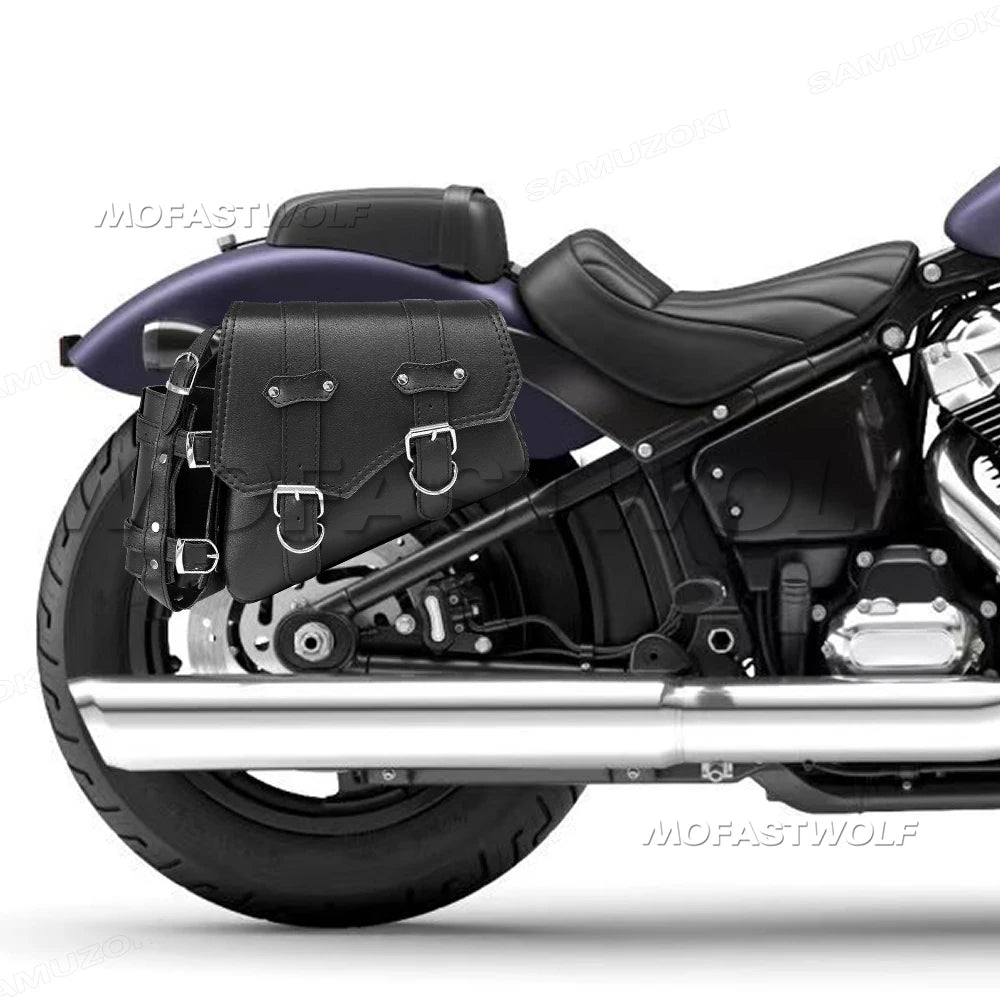 Motorcycle Bag For Harley Sportster Honda Suzuki Yamaha Kawasaki Leather Motorcycle Saddle Bag Waterproof Side Bags Tool Pouch