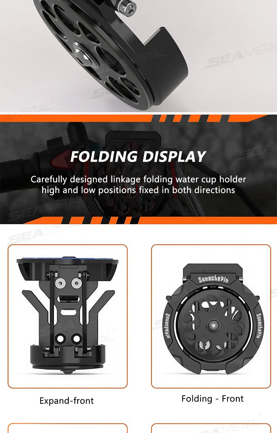 SEAMETAL Motorcycle Cup Holder Foldable Lightweight Adjustable Water Bottle Mount for Electric Bicycle Sport Cycling Accessories