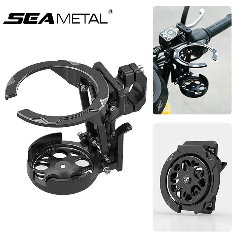 SEAMETAL Motorcycle Cup Holder Foldable Lightweight Adjustable Water Bottle Mount for Electric Bicycle Sport Cycling Accessories
