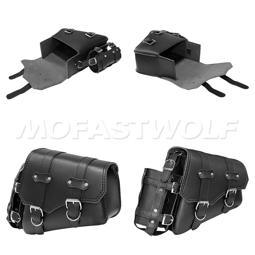 Motorcycle Bag For Harley Sportster Honda Suzuki Yamaha Kawasaki Leather Motorcycle Saddle Bag Waterproof Side Bags Tool Pouch