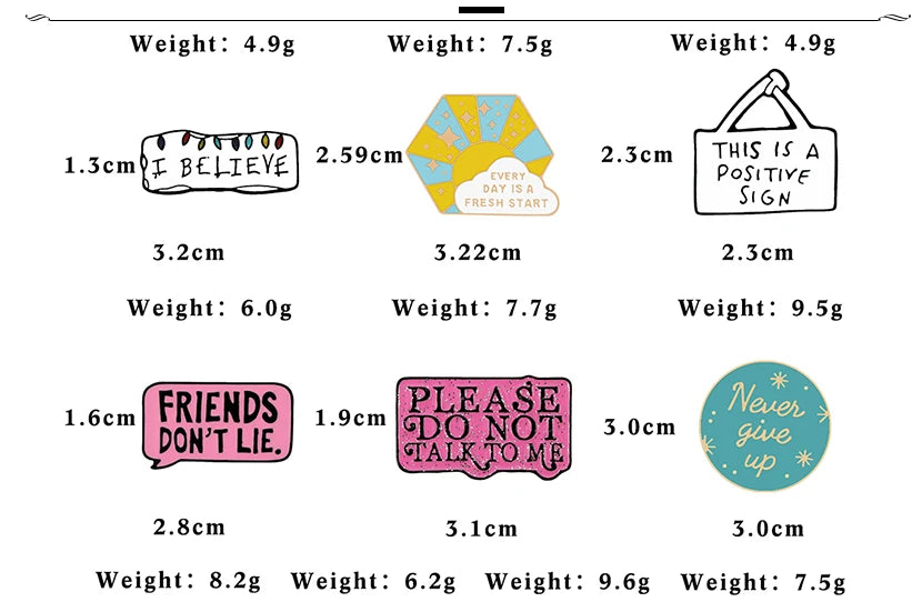 Life Motto Quotes Enamel Pins Creative ‘Never Give Up’ ‘Live in the Present’ Brooch Banner Slogan Badge Jewelry Gift for Friends
