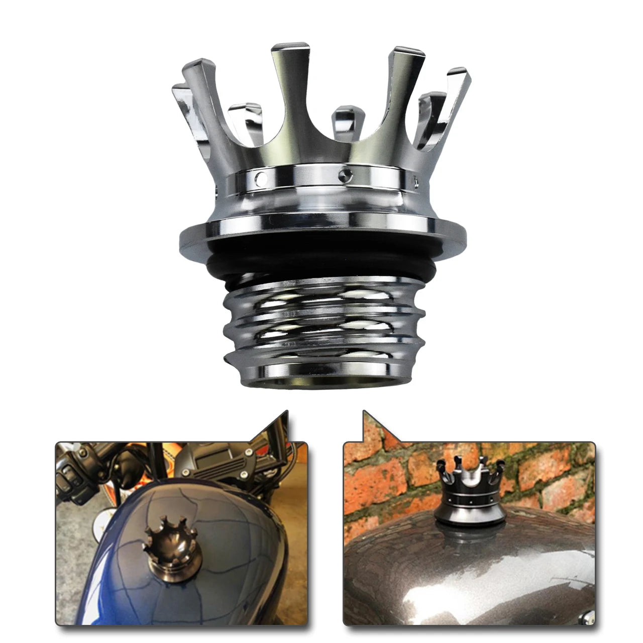 King Crown Gas Cap Fuel Tank Right-hand Thread Billet Aluminum Fit For Harley For Breakout For Dyna