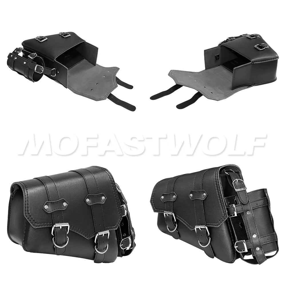 Motorcycle Bag For Harley Sportster Honda Suzuki Yamaha Kawasaki Leather Motorcycle Saddle Bag Waterproof Side Bags Tool Pouch