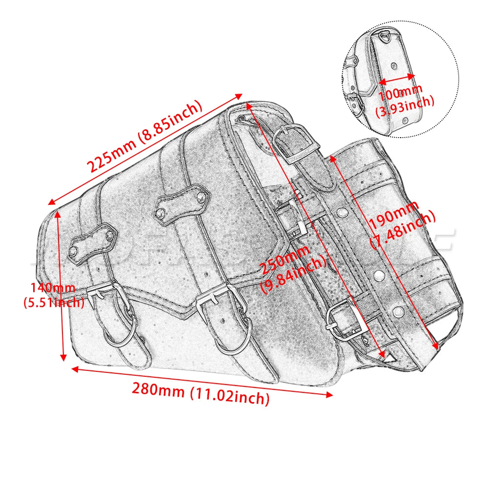 Motorcycle Bag For Harley Sportster Honda Suzuki Yamaha Kawasaki Leather Motorcycle Saddle Bag Waterproof Side Bags Tool Pouch