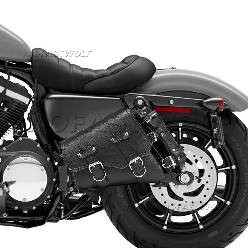 Motorcycle Bag For Harley Sportster Honda Suzuki Yamaha Kawasaki Leather Motorcycle Saddle Bag Waterproof Side Bags Tool Pouch