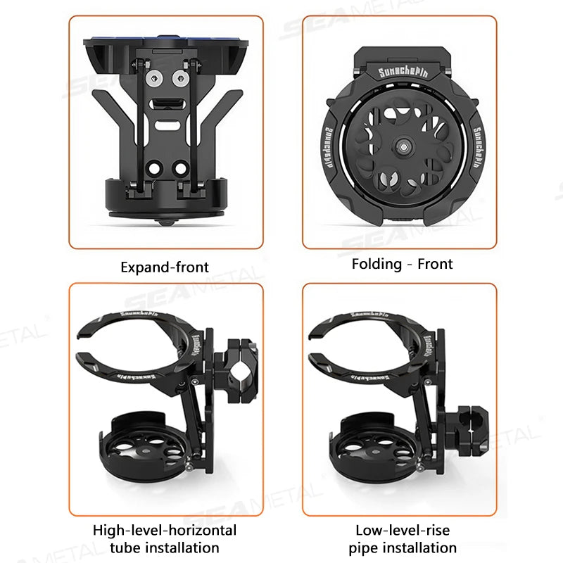 SEAMETAL Motorcycle Cup Holder Foldable Lightweight Adjustable Water Bottle Mount for Electric Bicycle Sport Cycling Accessories