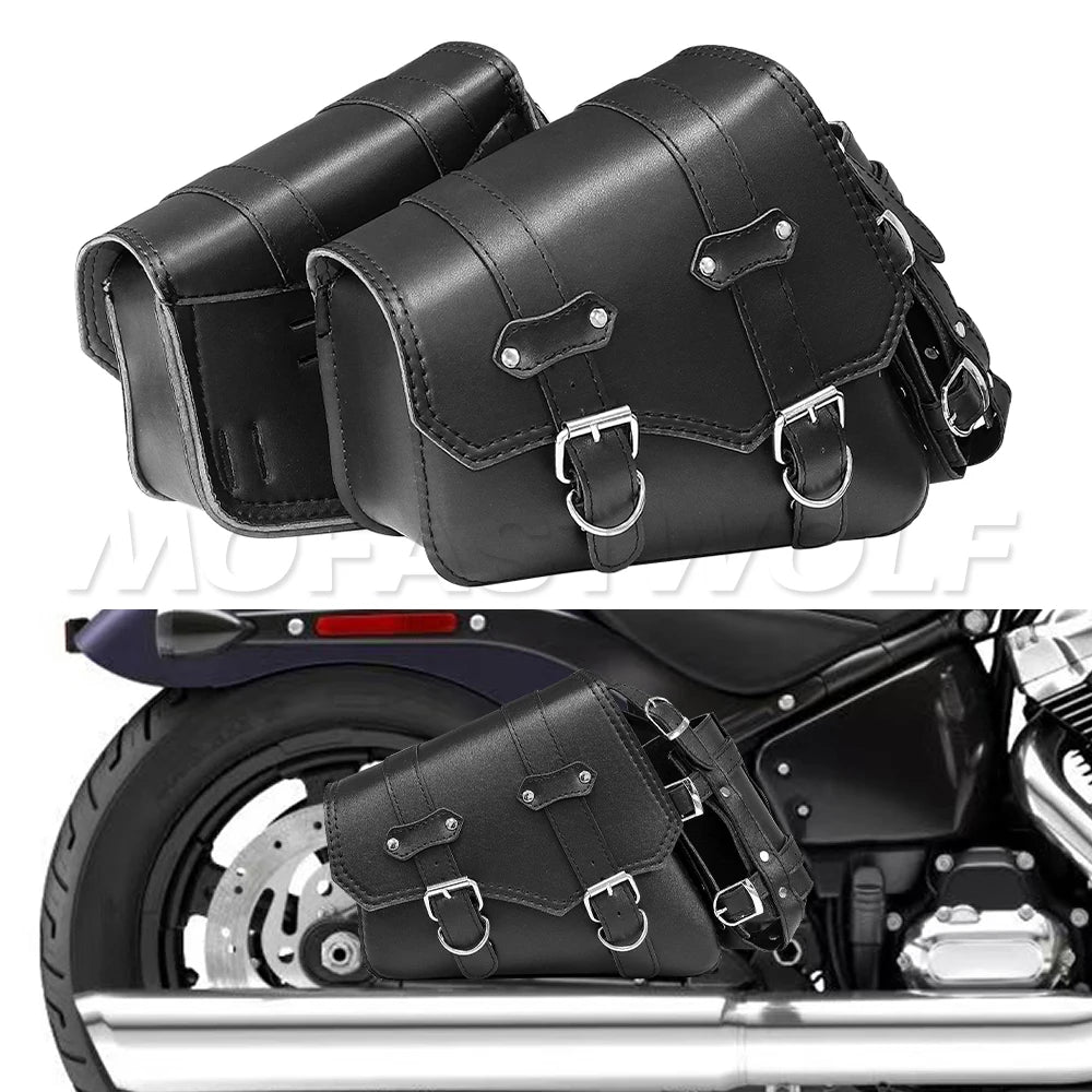 Motorcycle Bag For Harley Sportster Honda Suzuki Yamaha Kawasaki Leather Motorcycle Saddle Bag Waterproof Side Bags Tool Pouch