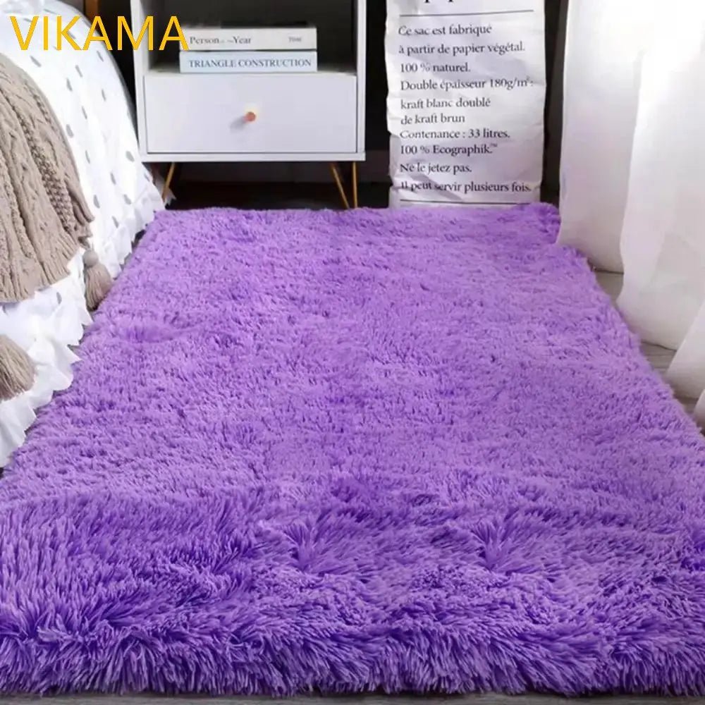 VIKAMA Simple Silk Wool Plush Carpet Bedroom Living Room Bed Blanket Solid Color High - Grade Soft Blanket Room Coffee Table Mat - Jaico Online Shop
