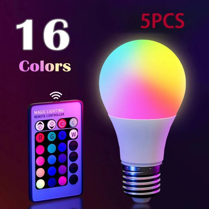 16 Colors RGB Bulb LED Multicolor Bulb E27 220V Household Lighting Dimmable 24 Key Remote Control Smart Lamp Atmosphere Light - Jaico Online Shop