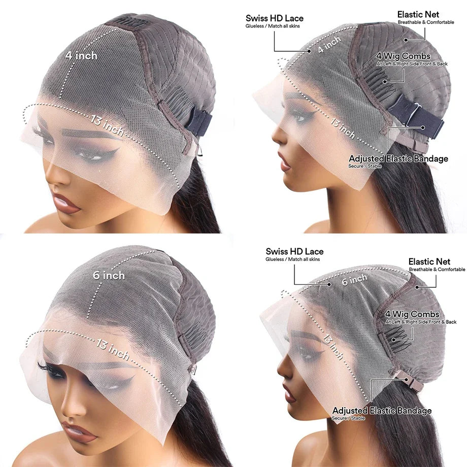 Highlight Ombre Colored Straight transparent HD Lace Frontal wig P427 13x6 Human Hair 200% 36 Inch brazilian wigs For Women