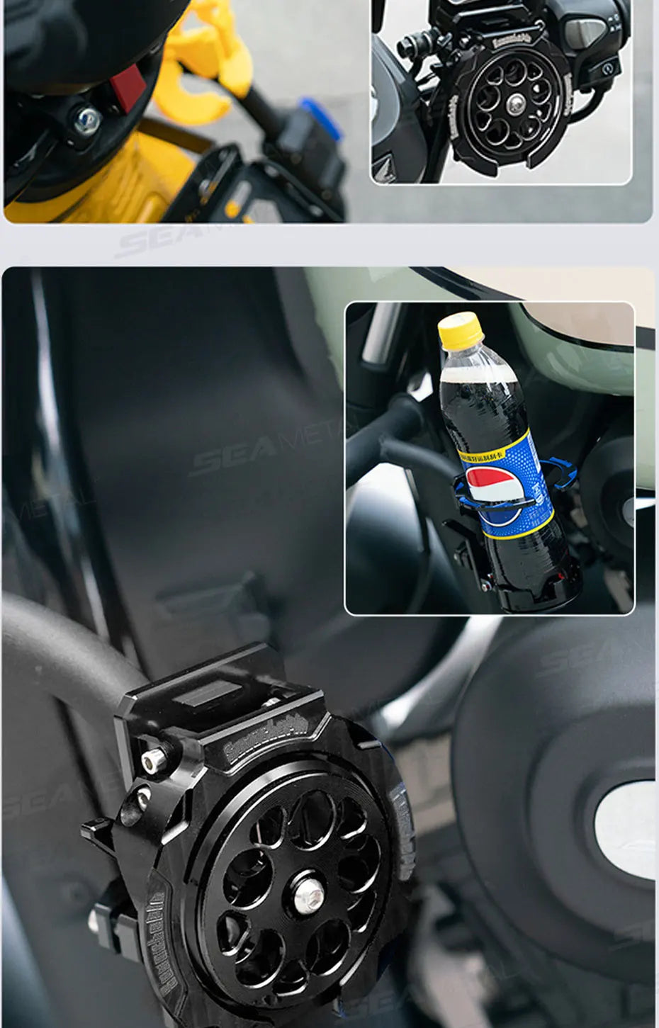 SEAMETAL Motorcycle Cup Holder Foldable Lightweight Adjustable Water Bottle Mount for Electric Bicycle Sport Cycling Accessories