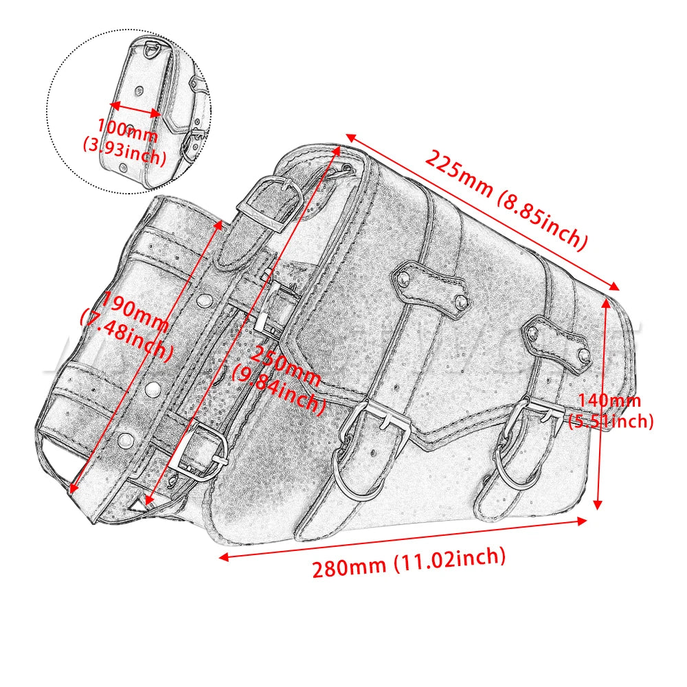 Motorcycle Bag For Harley Sportster Honda Suzuki Yamaha Kawasaki Leather Motorcycle Saddle Bag Waterproof Side Bags Tool Pouch