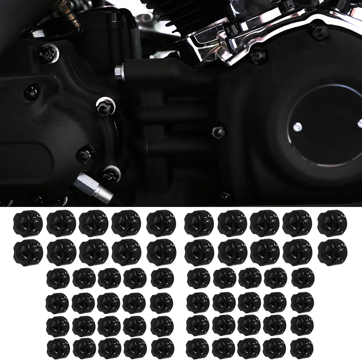 Black Bolt Covers Kit Engine Rocker Screw Caps Tappet Derby Bolts Cover For Harley Softail Street Bob Breakout Low Rider 18-25