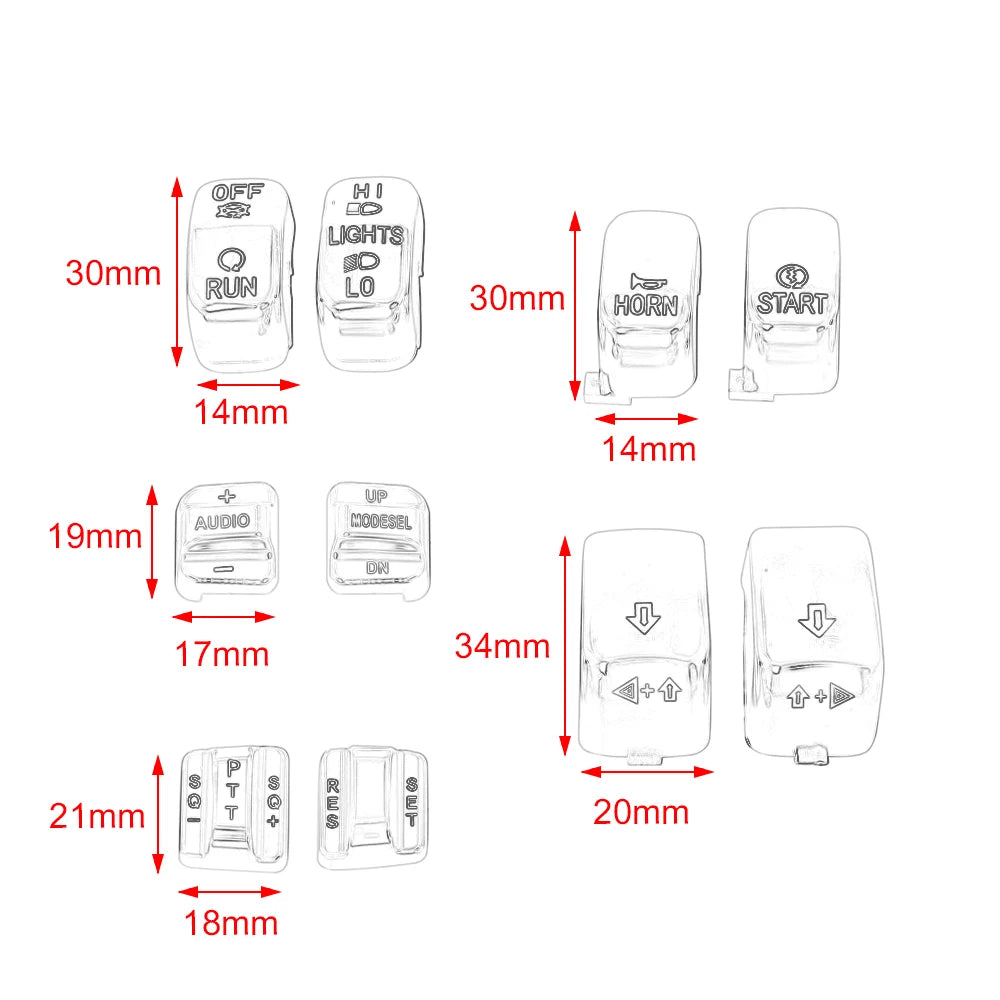 For Harley Touring Street Electra Glide FLHT FLHTC FLHX 1996-2013 Motorcycle 10pcs Hand Control Switch Housing Button Caps