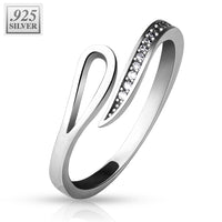 925 Sterling Silver CZ Classy Loop End Toe Ring