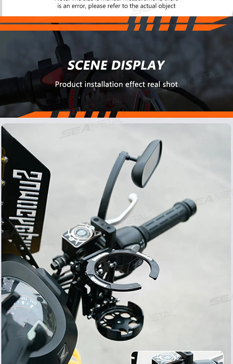 SEAMETAL Motorcycle Cup Holder Foldable Lightweight Adjustable Water Bottle Mount for Electric Bicycle Sport Cycling Accessories