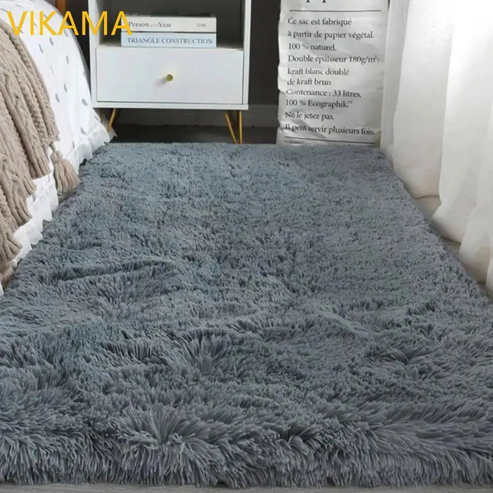 VIKAMA Simple Silk Wool Plush Carpet Bedroom Living Room Bed Blanket Solid Color High - Grade Soft Blanket Room Coffee Table Mat - Jaico Online Shop