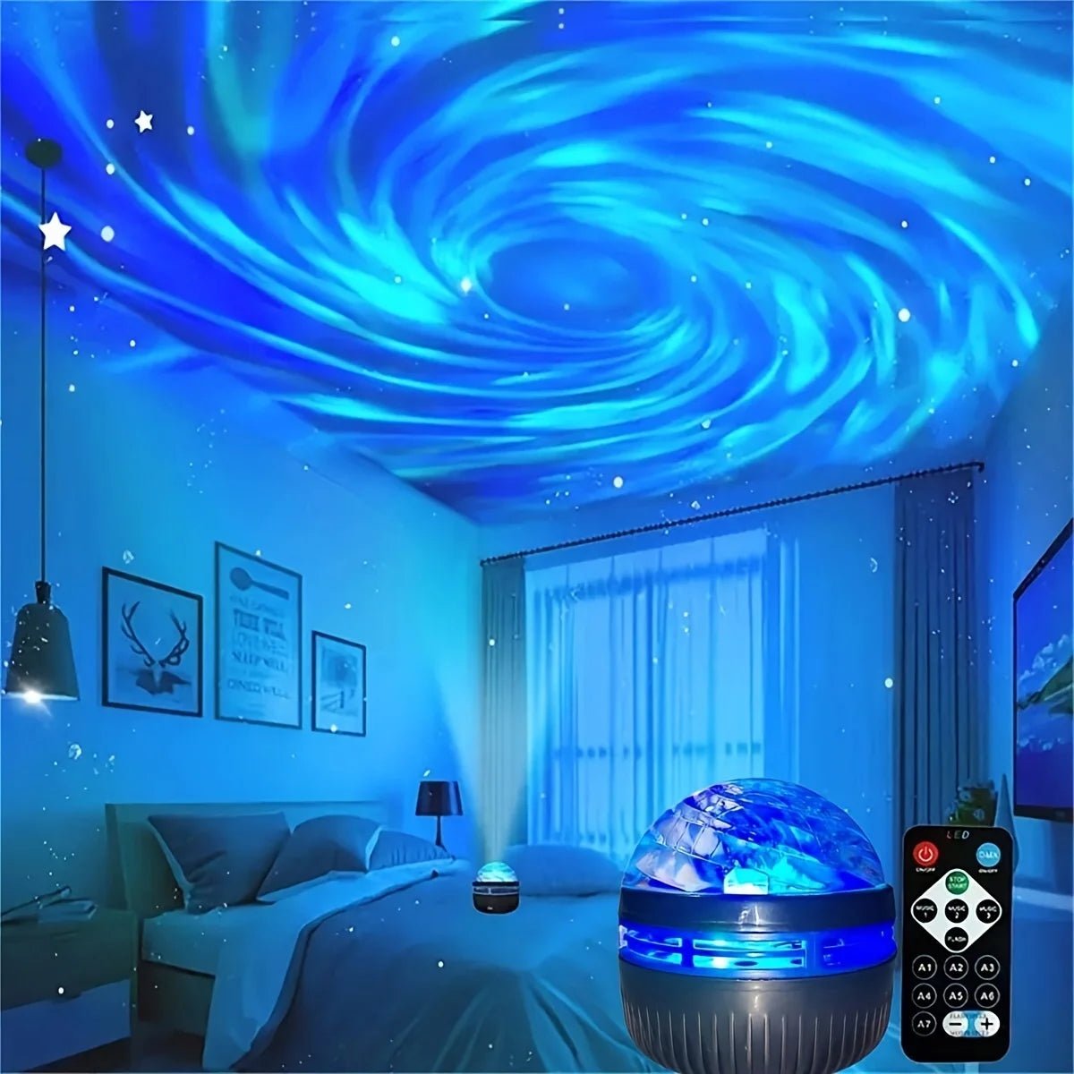 LED NightLights Galaxy Projector Remote Control 5V USB Rechargeable Starry Sky Lamp DMX Sound Active 7 Modes for Kids Room Decor - Jaico Online Shop